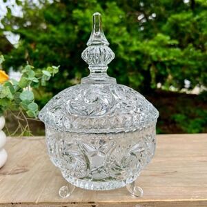 Crystal 1978 Candy Dish w/ Lid Pinwheel Design